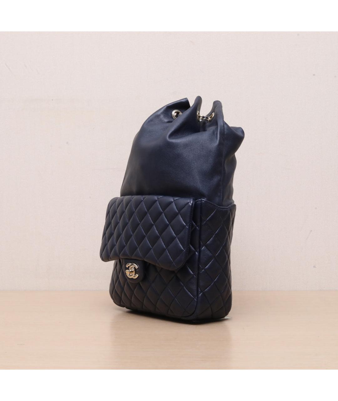 CHANEL Темно-синий кожаный рюкзак, фото 4