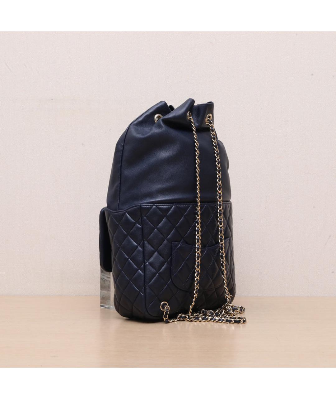 CHANEL Темно-синий кожаный рюкзак, фото 6