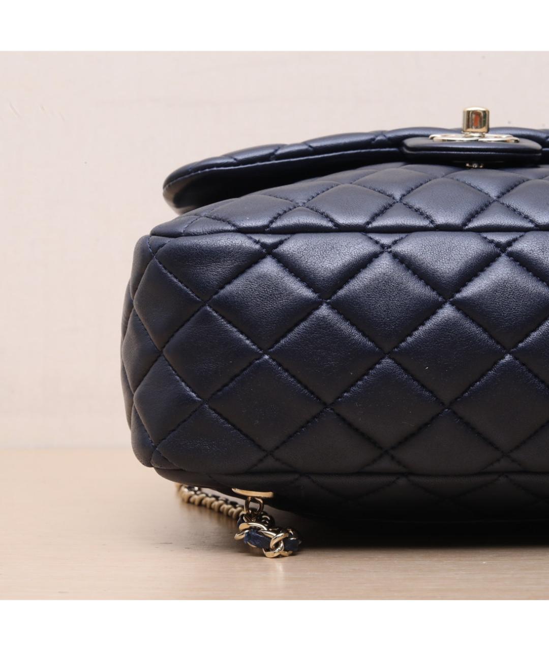 CHANEL Темно-синий кожаный рюкзак, фото 9
