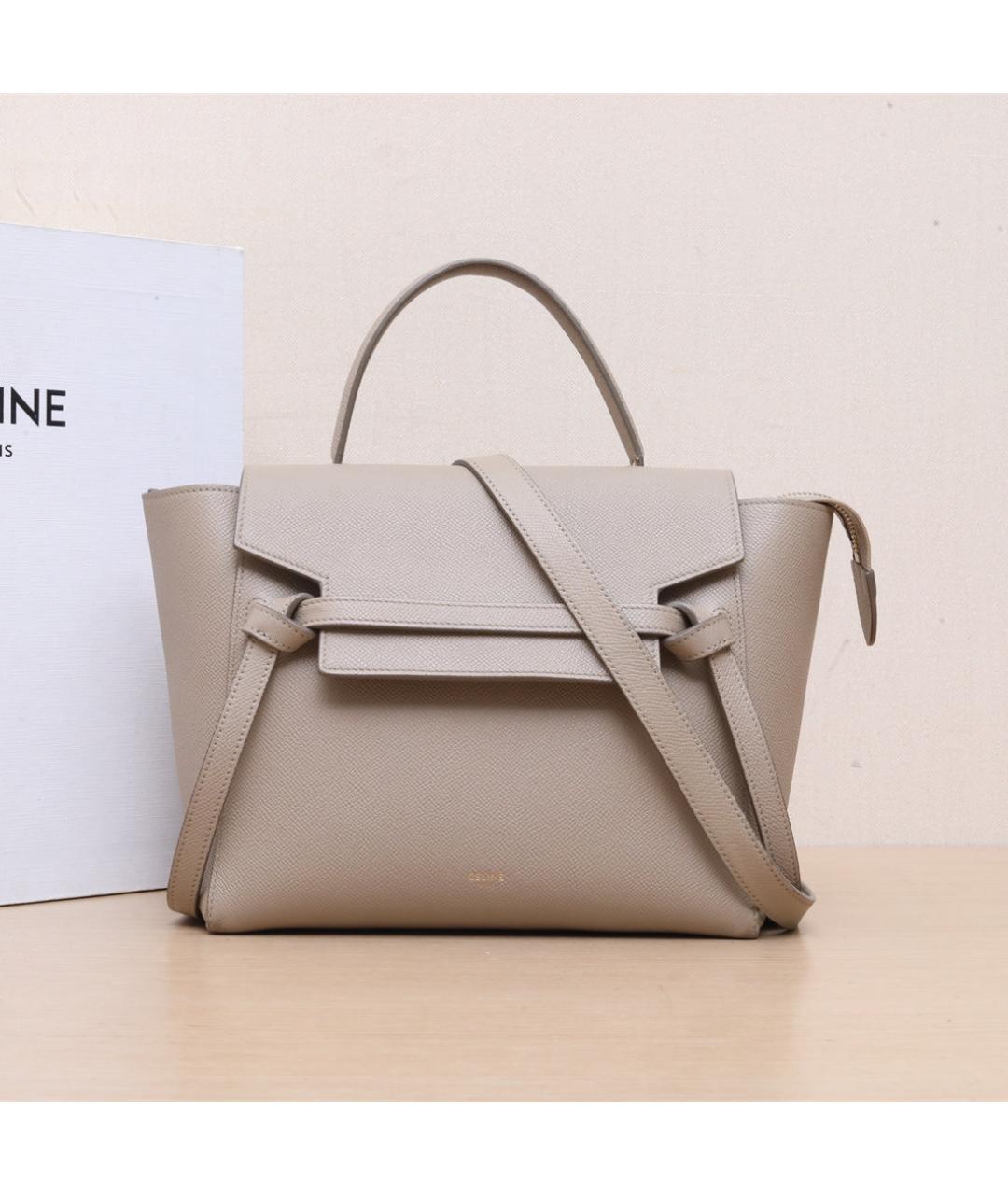 CELINE Бежевая кожаная сумка через плечо, фото 2