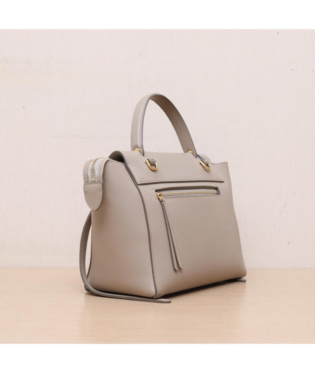 CELINE Бежевая кожаная сумка через плечо, фото 6