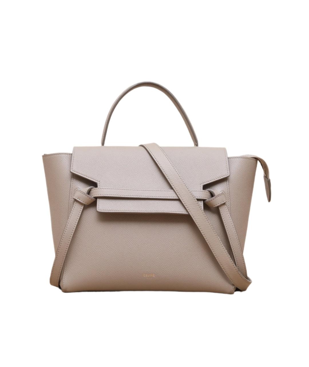 CELINE Бежевая кожаная сумка через плечо, фото 1