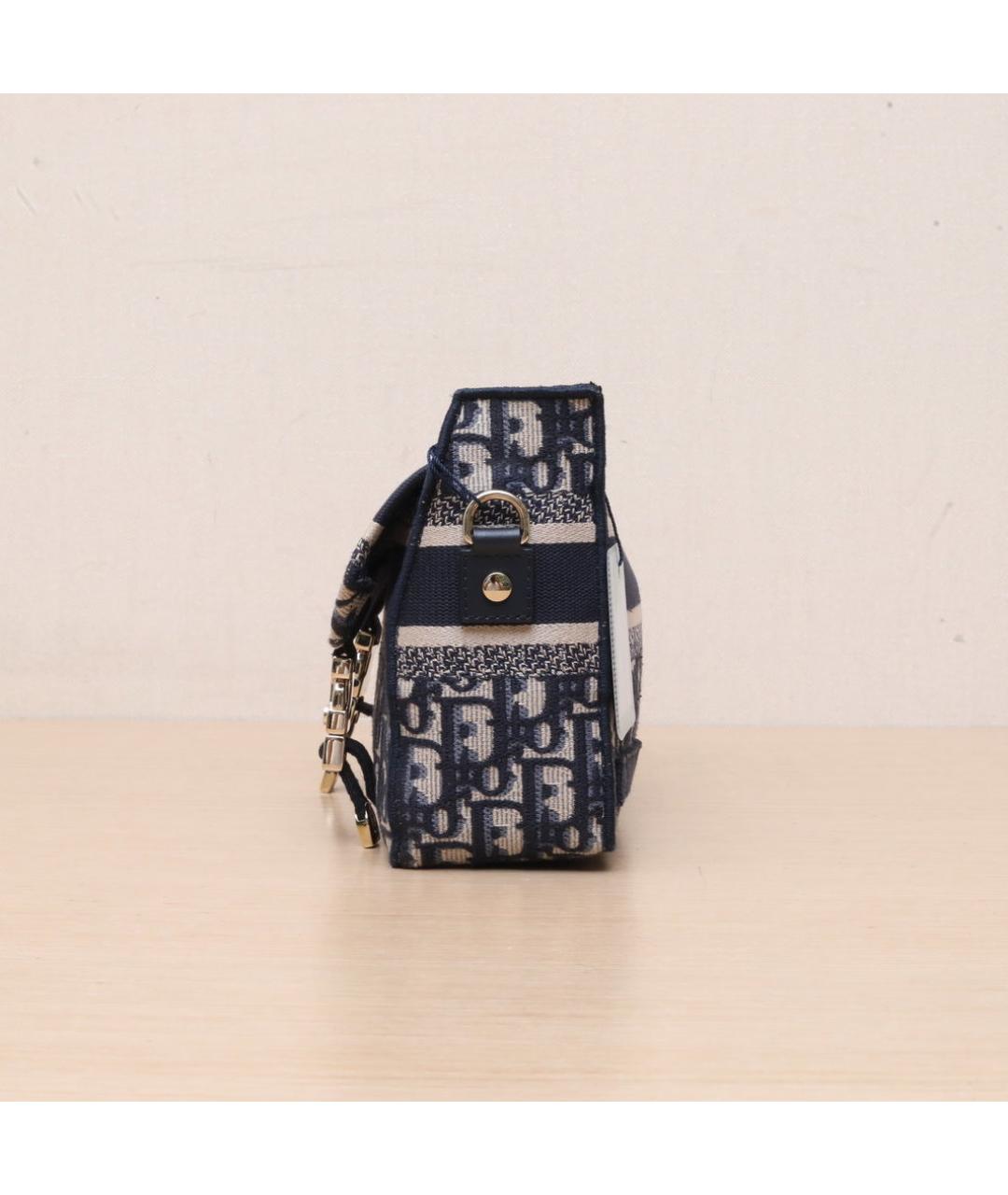 CHRISTIAN DIOR Темно-синяя тканевая сумка через плечо, фото 5