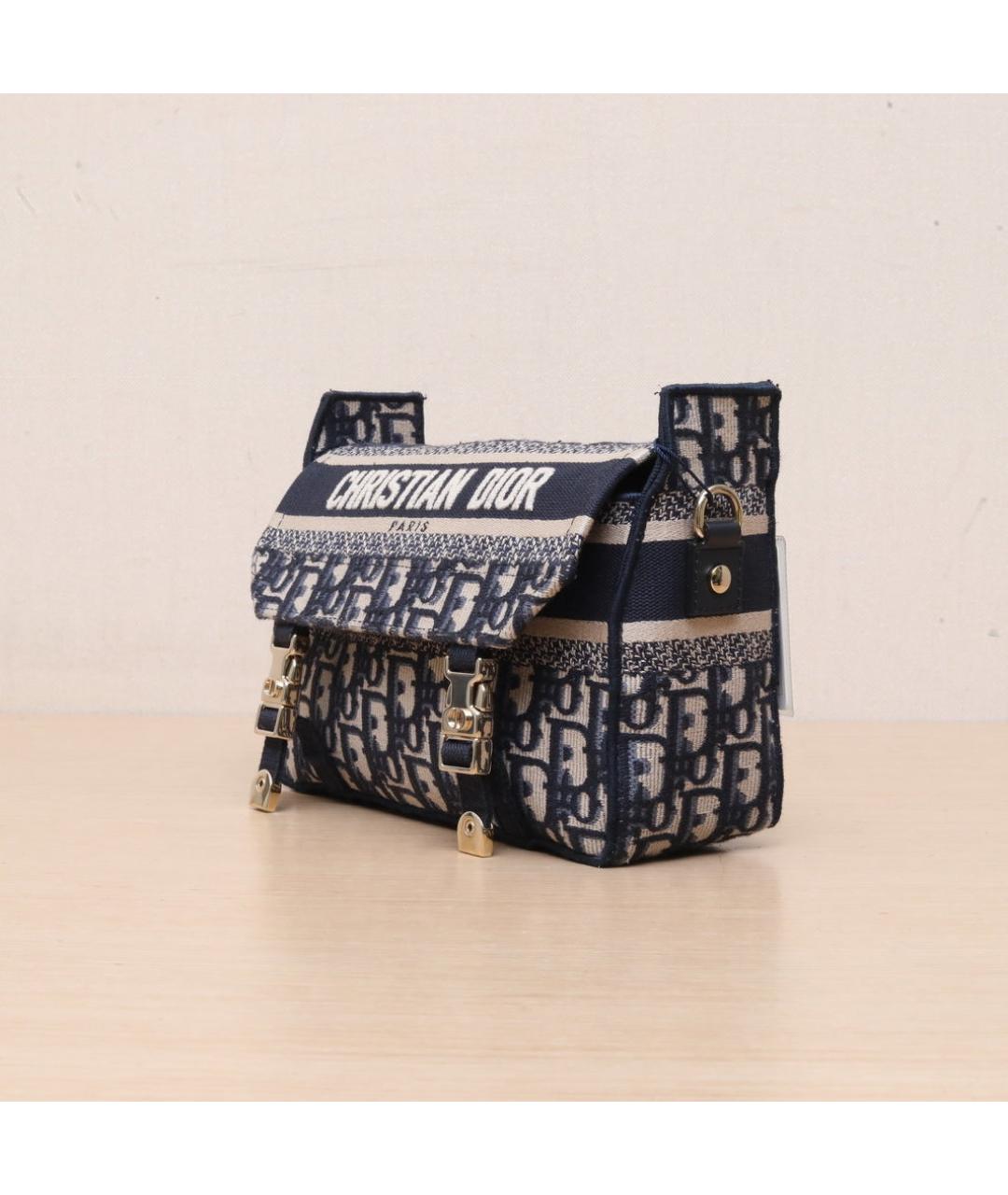CHRISTIAN DIOR Темно-синяя тканевая сумка через плечо, фото 4