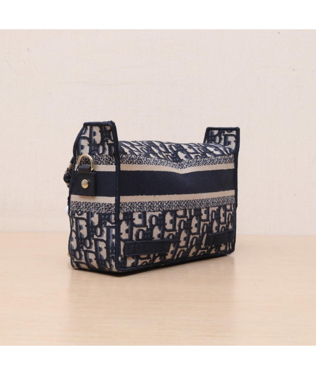 CHRISTIAN DIOR Темно-синяя тканевая сумка через плечо, фото 6