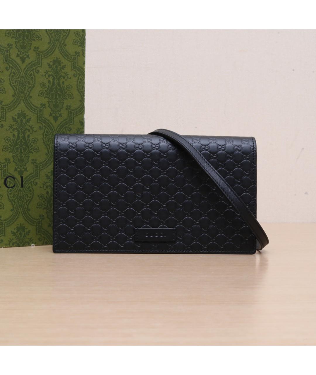 GUCCI Черная кожаная сумка через плечо, фото 2