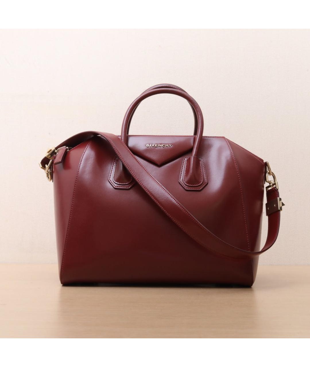 GIVENCHY Бордовая кожаная сумка через плечо, фото 3