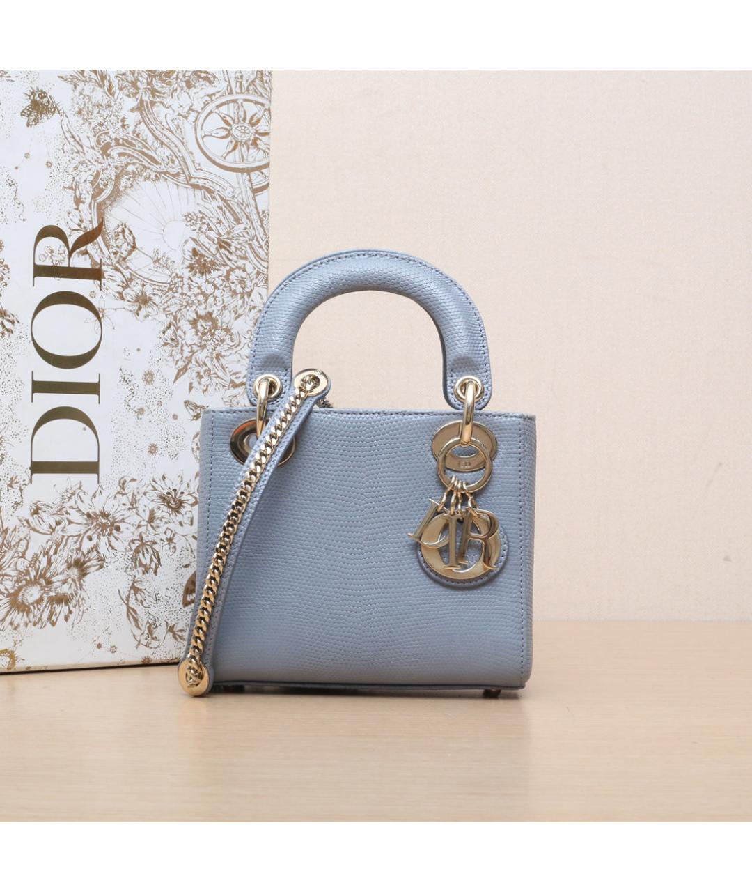 CHRISTIAN DIOR Синяя кожаная сумка через плечо, фото 2