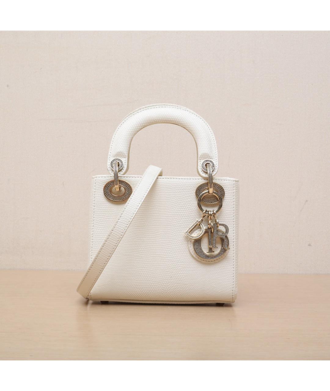 CHRISTIAN DIOR Белая кожаная сумка через плечо, фото 3