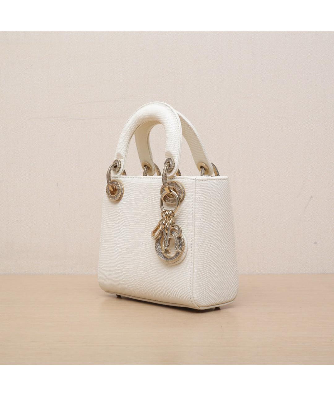 CHRISTIAN DIOR Белая кожаная сумка через плечо, фото 4