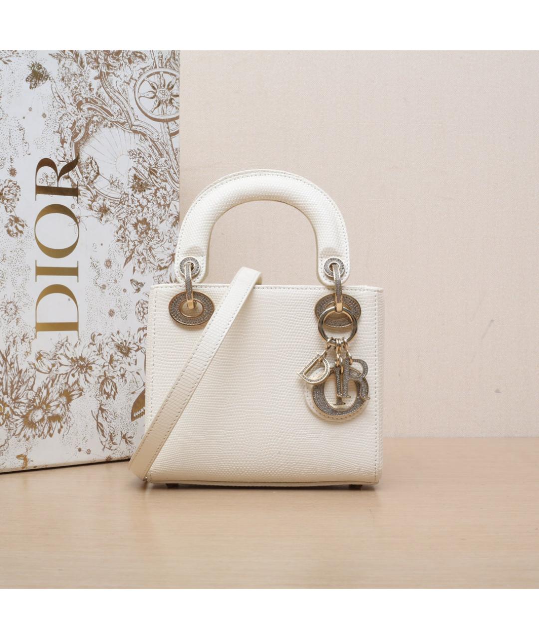 CHRISTIAN DIOR Белая кожаная сумка через плечо, фото 2