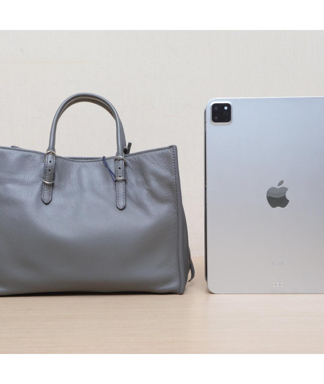 BALENCIAGA Серая кожаная сумка через плечо, фото 7