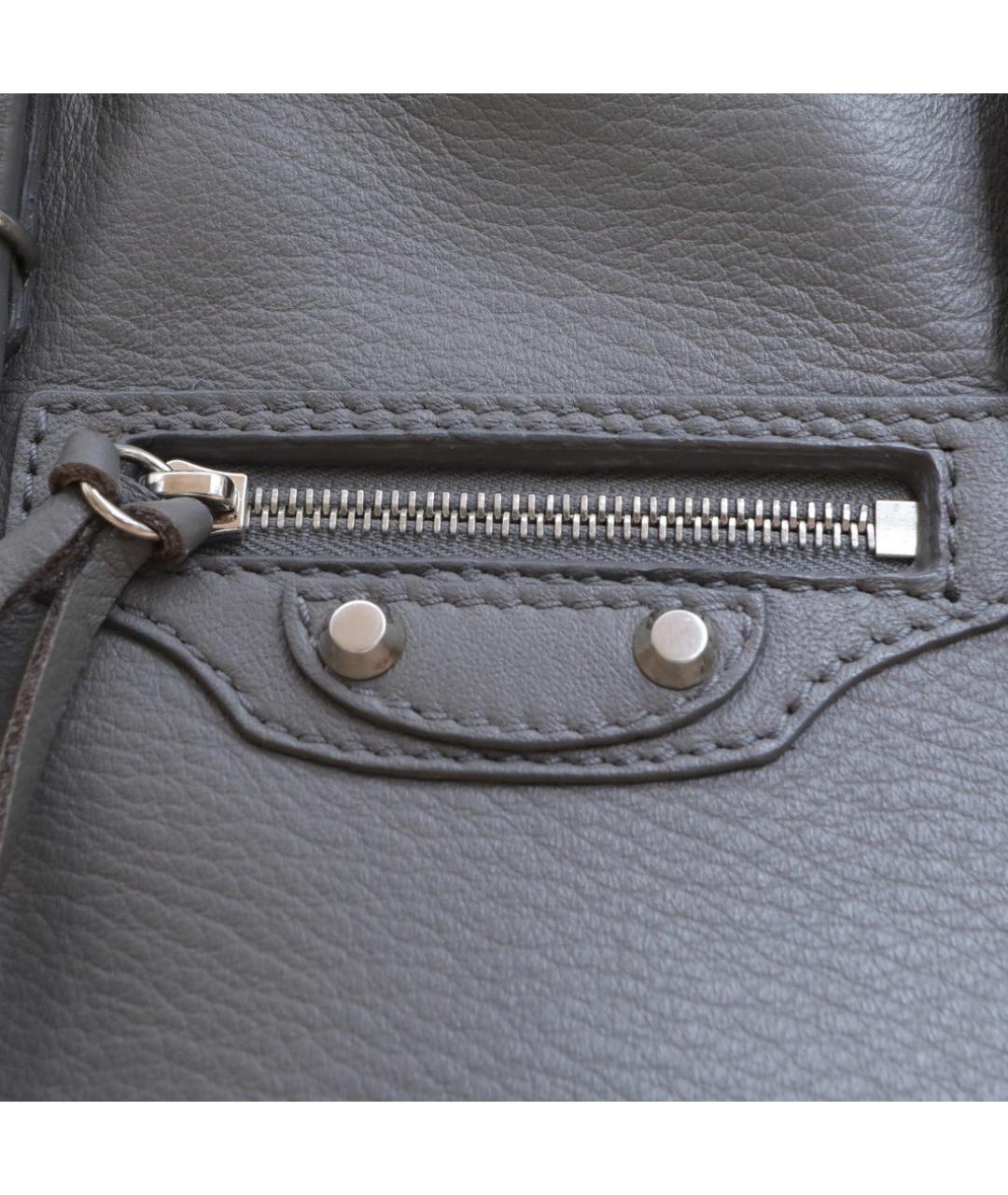 BALENCIAGA Серая кожаная сумка через плечо, фото 8