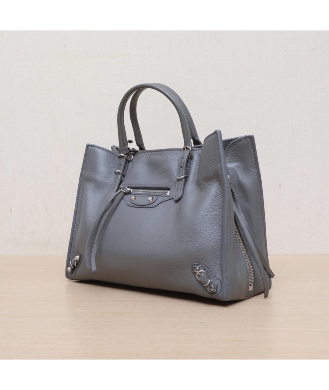 BALENCIAGA Серая кожаная сумка через плечо, фото 4