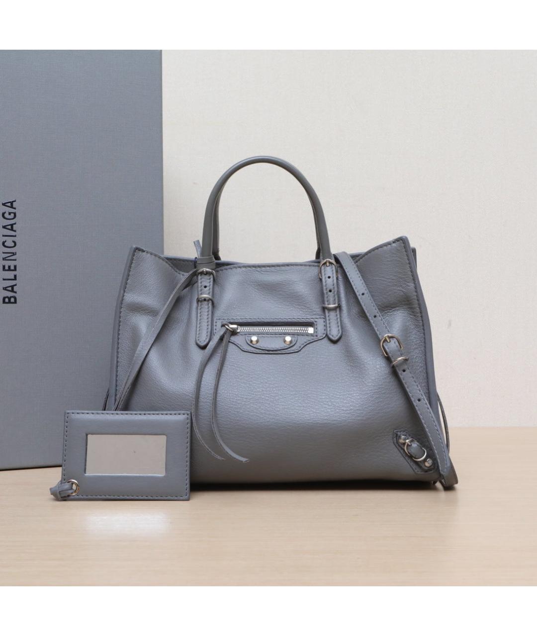 BALENCIAGA Серая кожаная сумка через плечо, фото 2