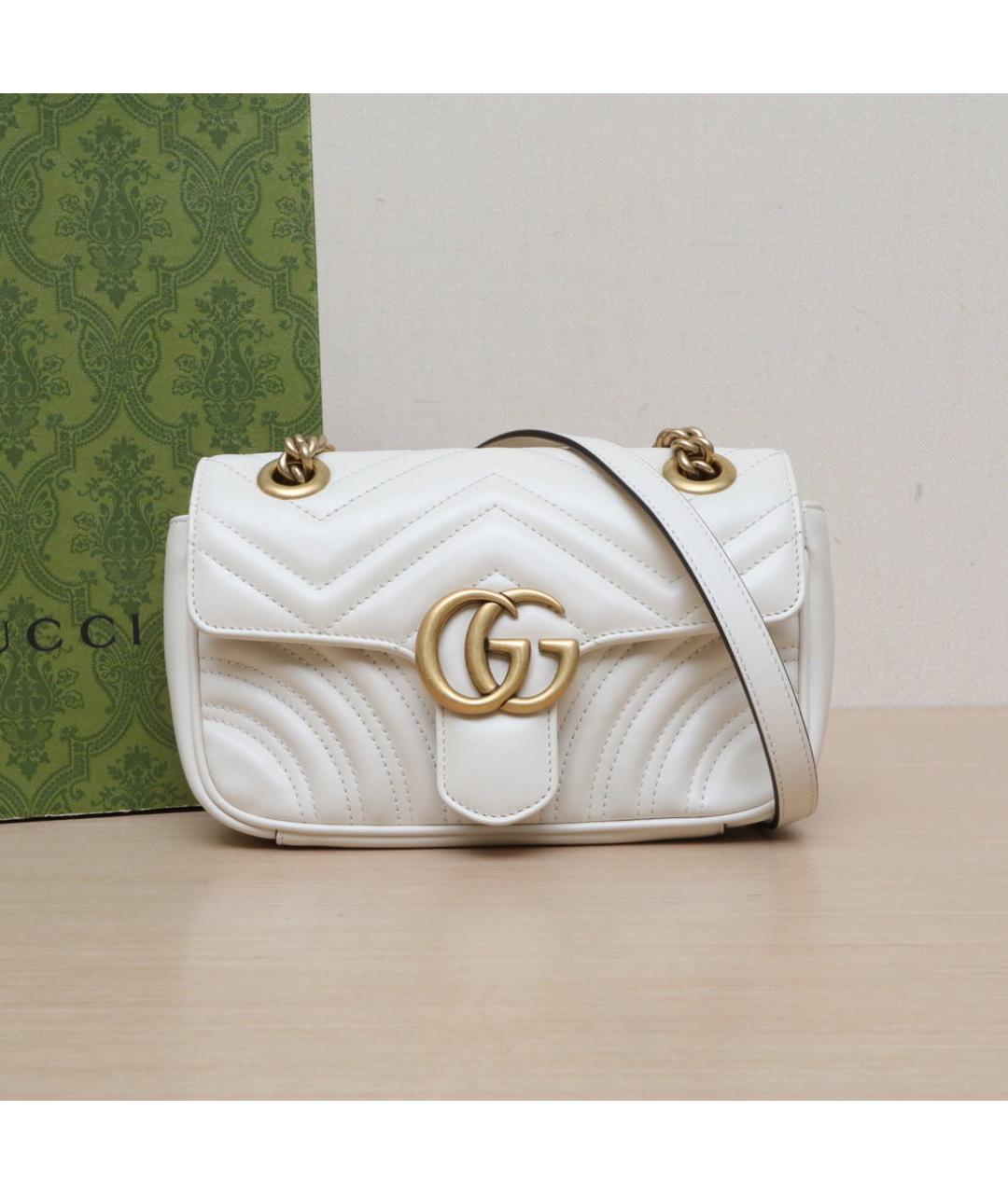 GUCCI Белая кожаная сумка через плечо, фото 2