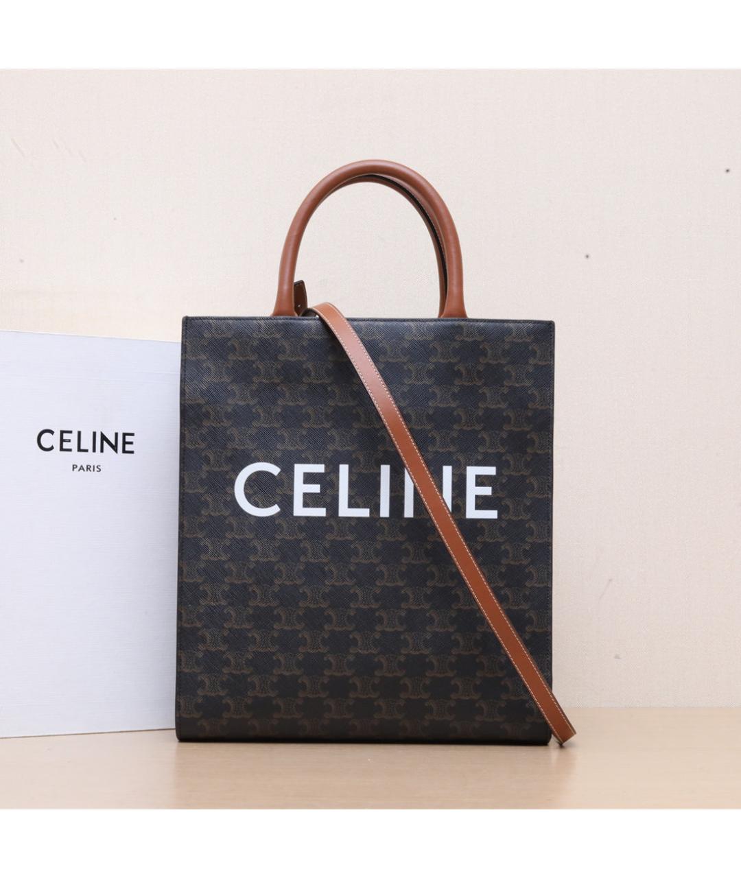 CELINE Коричневая кожаная сумка через плечо, фото 2