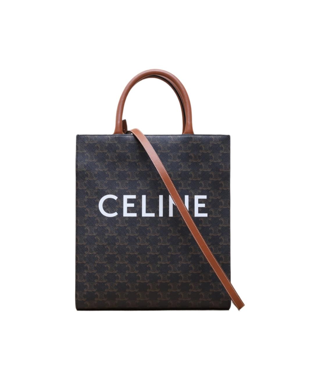 CELINE Коричневая кожаная сумка через плечо, фото 1