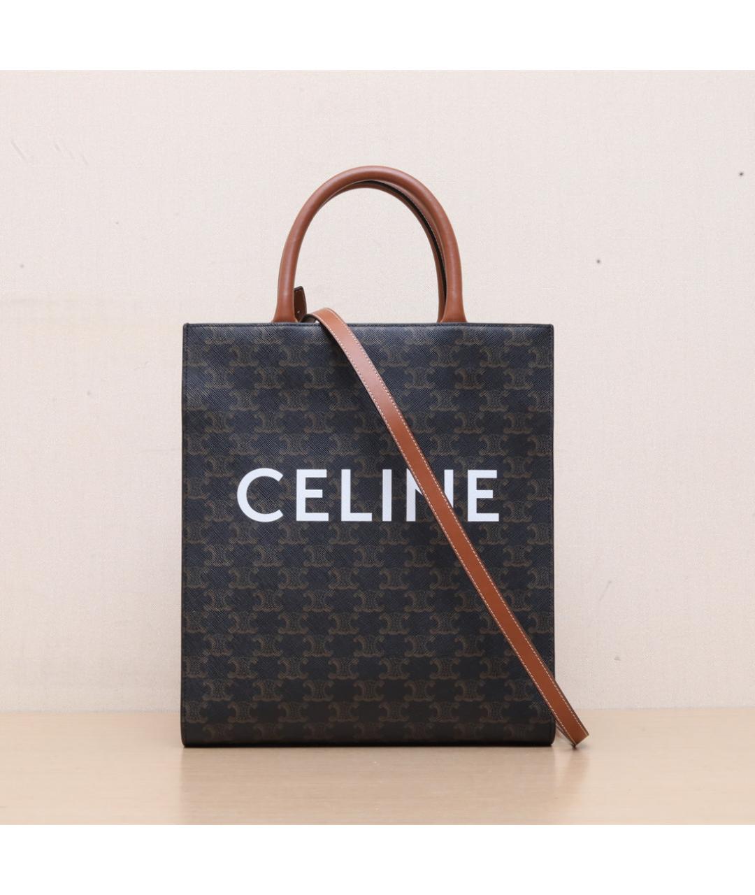 CELINE Коричневая кожаная сумка через плечо, фото 3