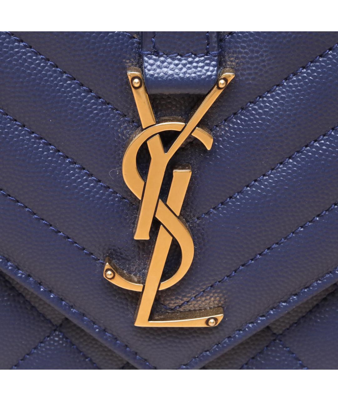 SAINT LAURENT Темно-синяя кожаная сумка через плечо, фото 8