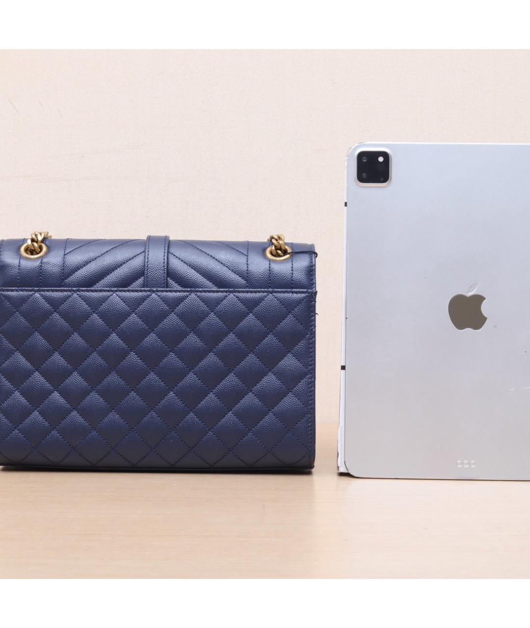 SAINT LAURENT Темно-синяя кожаная сумка через плечо, фото 7