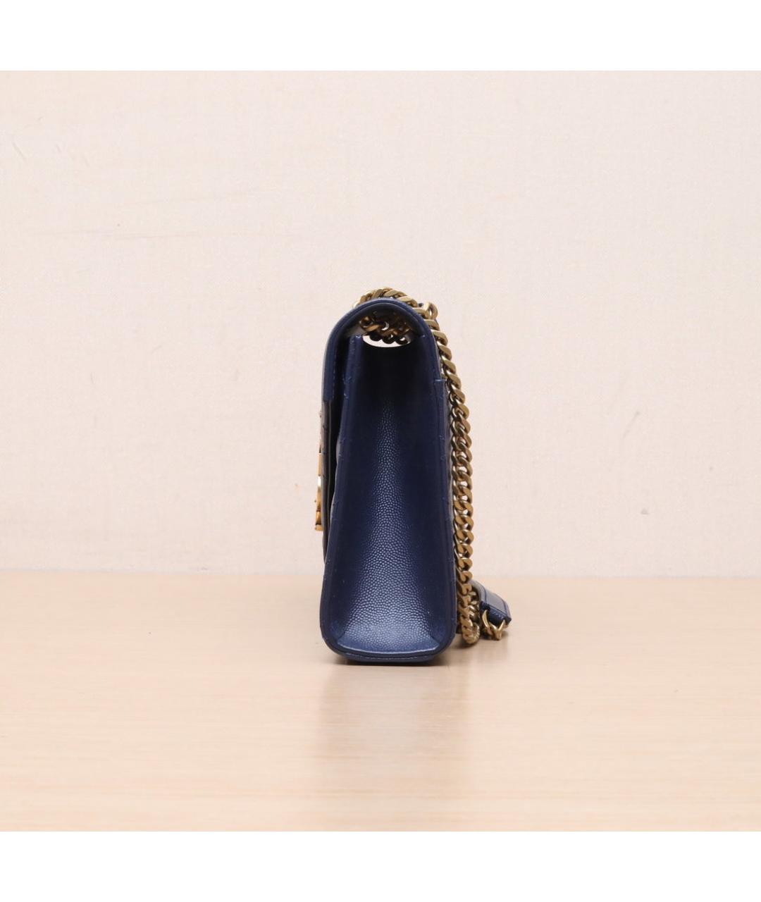 SAINT LAURENT Темно-синяя кожаная сумка через плечо, фото 5