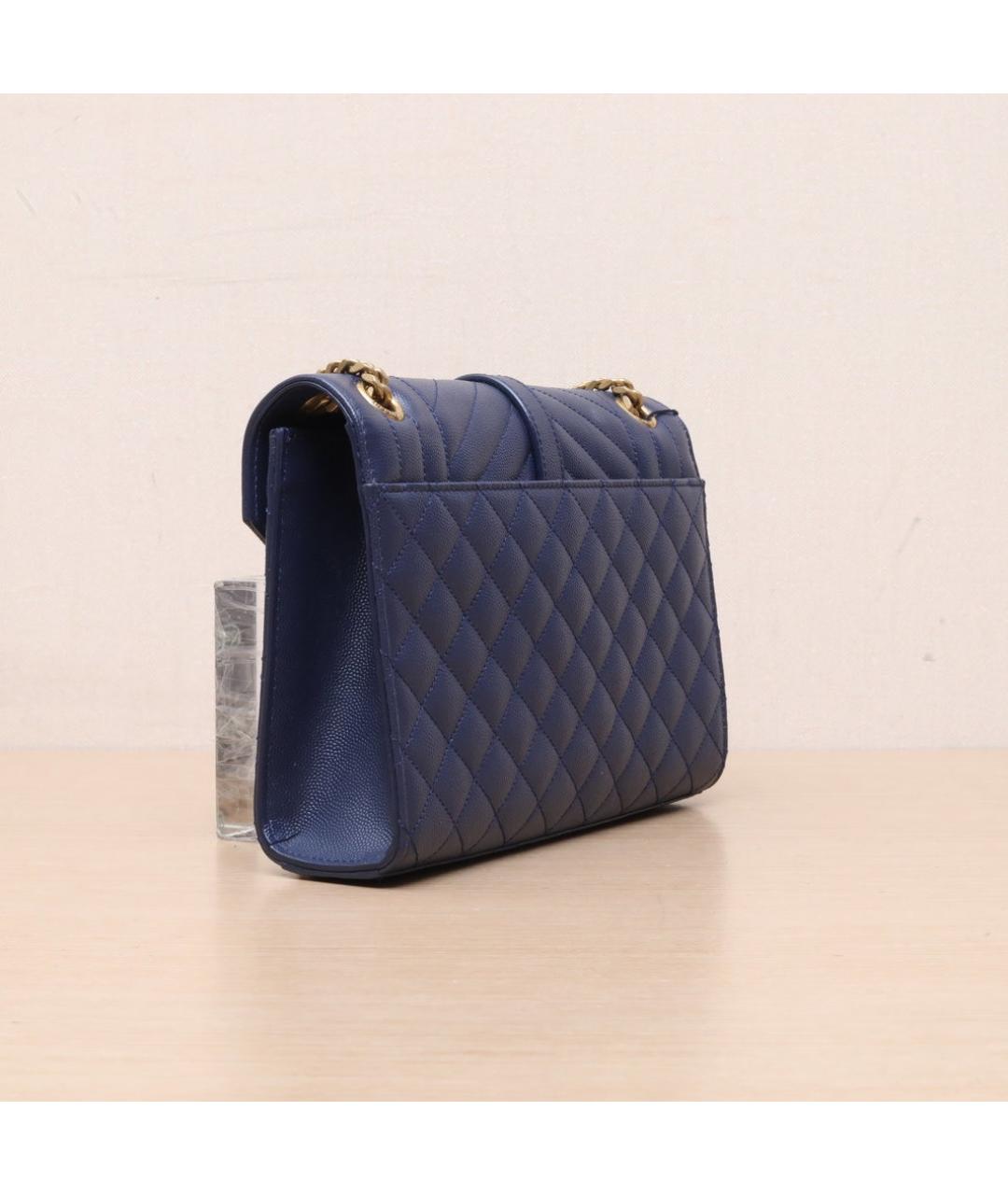 SAINT LAURENT Темно-синяя кожаная сумка через плечо, фото 6