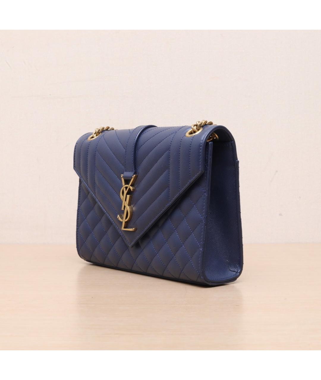 SAINT LAURENT Темно-синяя кожаная сумка через плечо, фото 4