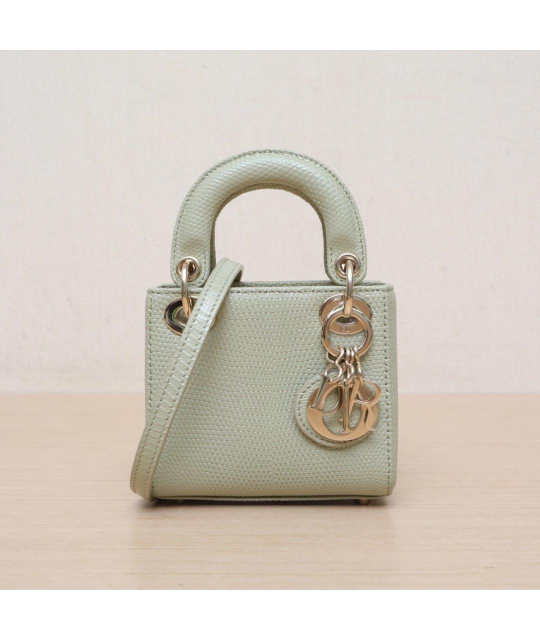 CHRISTIAN DIOR Зеленая кожаная сумка через плечо, фото 3