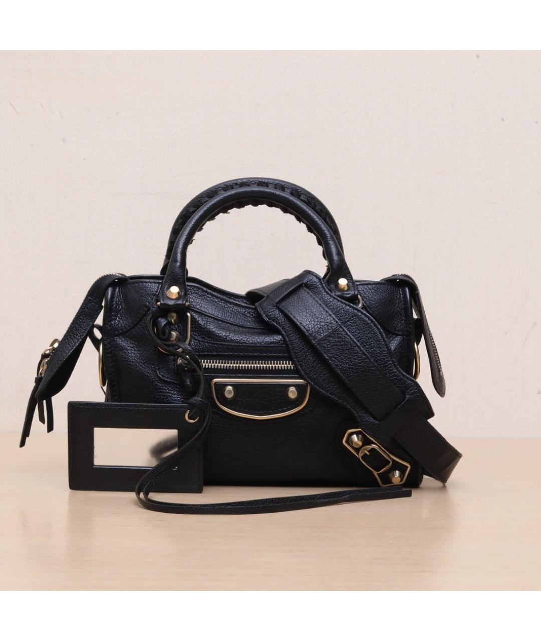 BALENCIAGA Черная кожаная сумка через плечо, фото 3