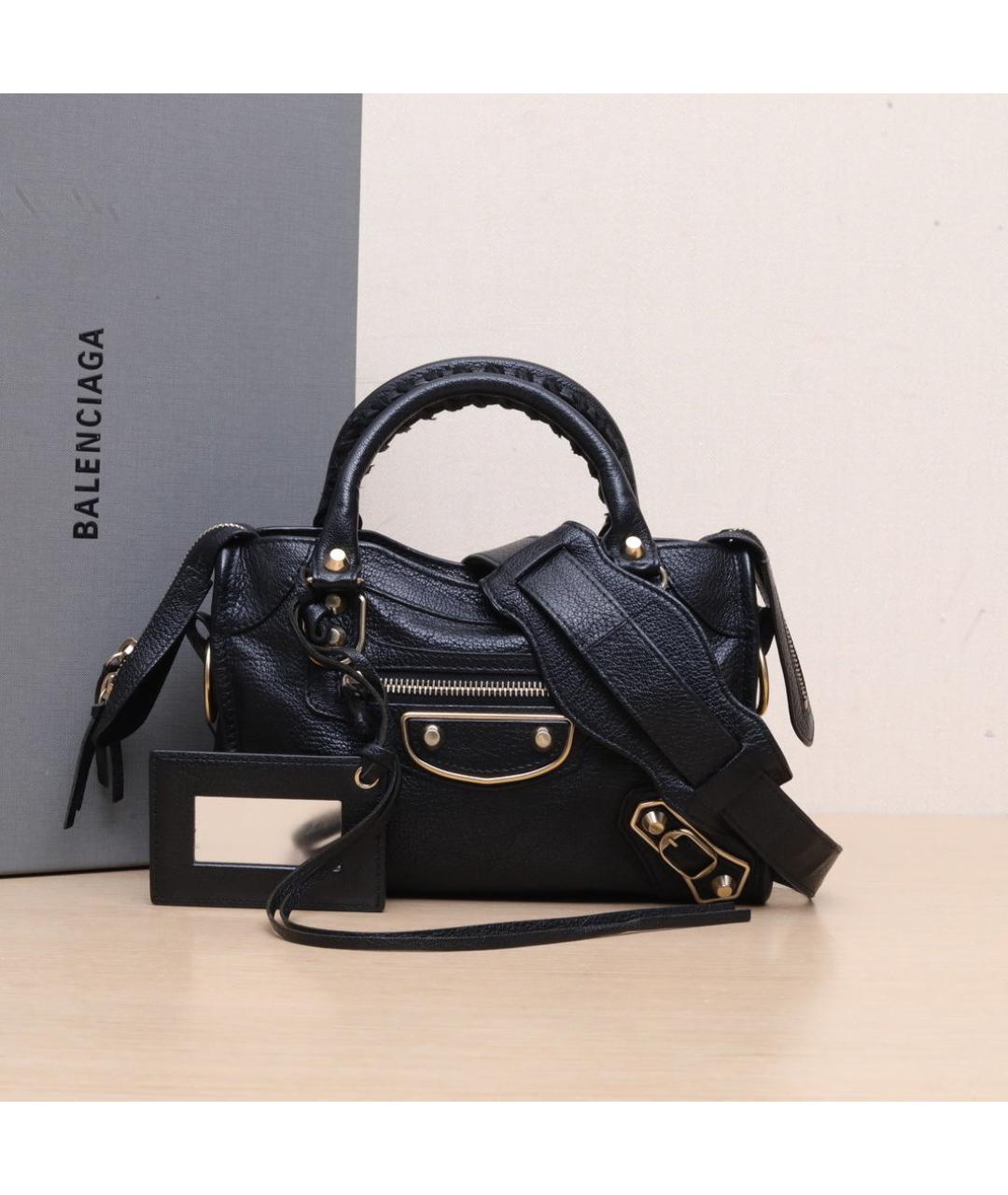 BALENCIAGA Черная кожаная сумка через плечо, фото 2