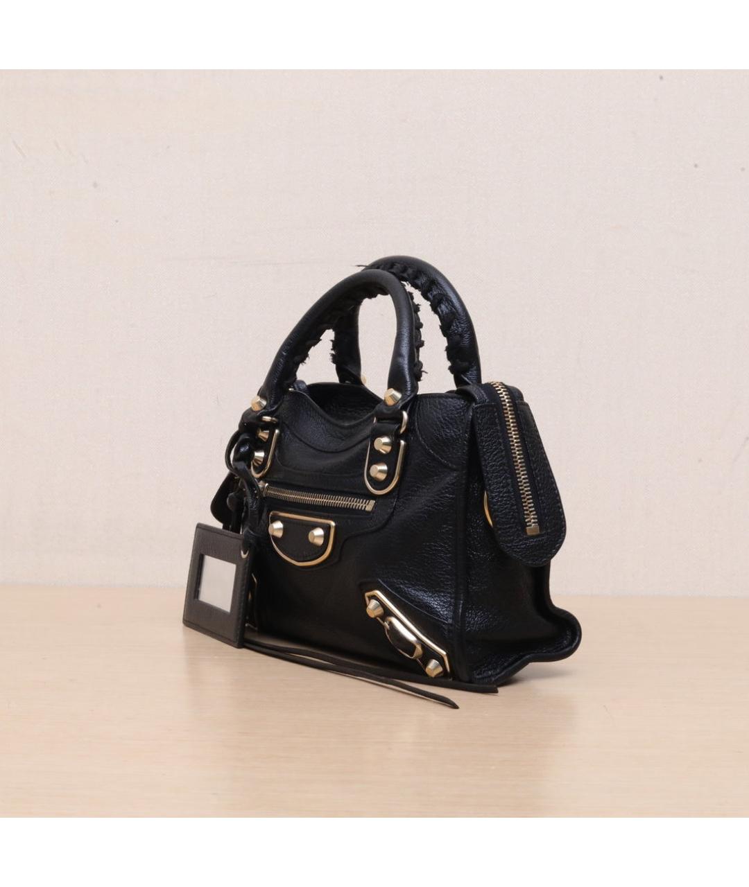 BALENCIAGA Черная кожаная сумка через плечо, фото 4