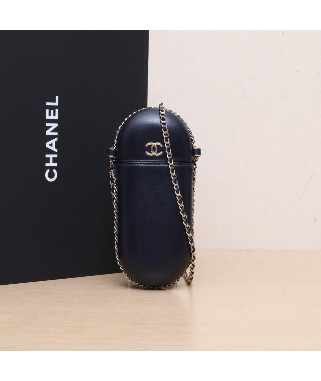 CHANEL Темно-синяя кожаная сумка через плечо, фото 2