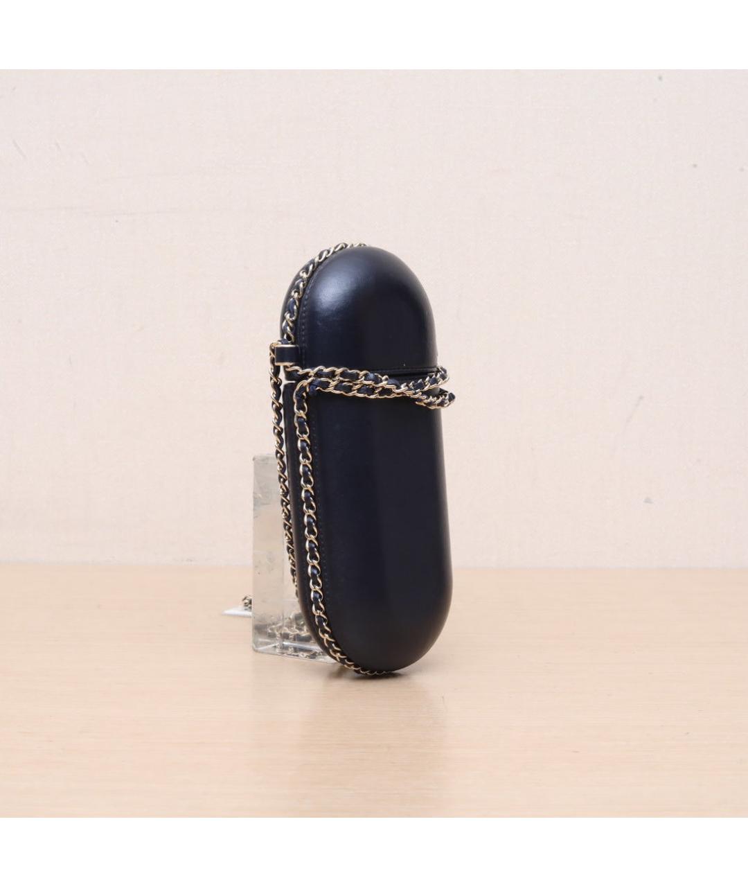 CHANEL Темно-синяя кожаная сумка через плечо, фото 6