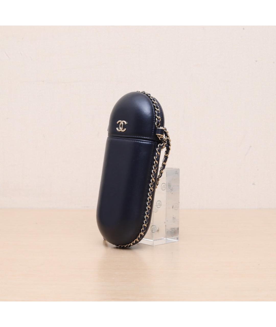 CHANEL Темно-синяя кожаная сумка через плечо, фото 4