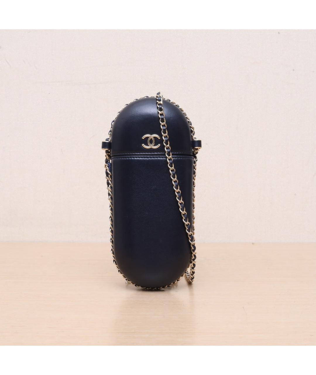 CHANEL Темно-синяя кожаная сумка через плечо, фото 3