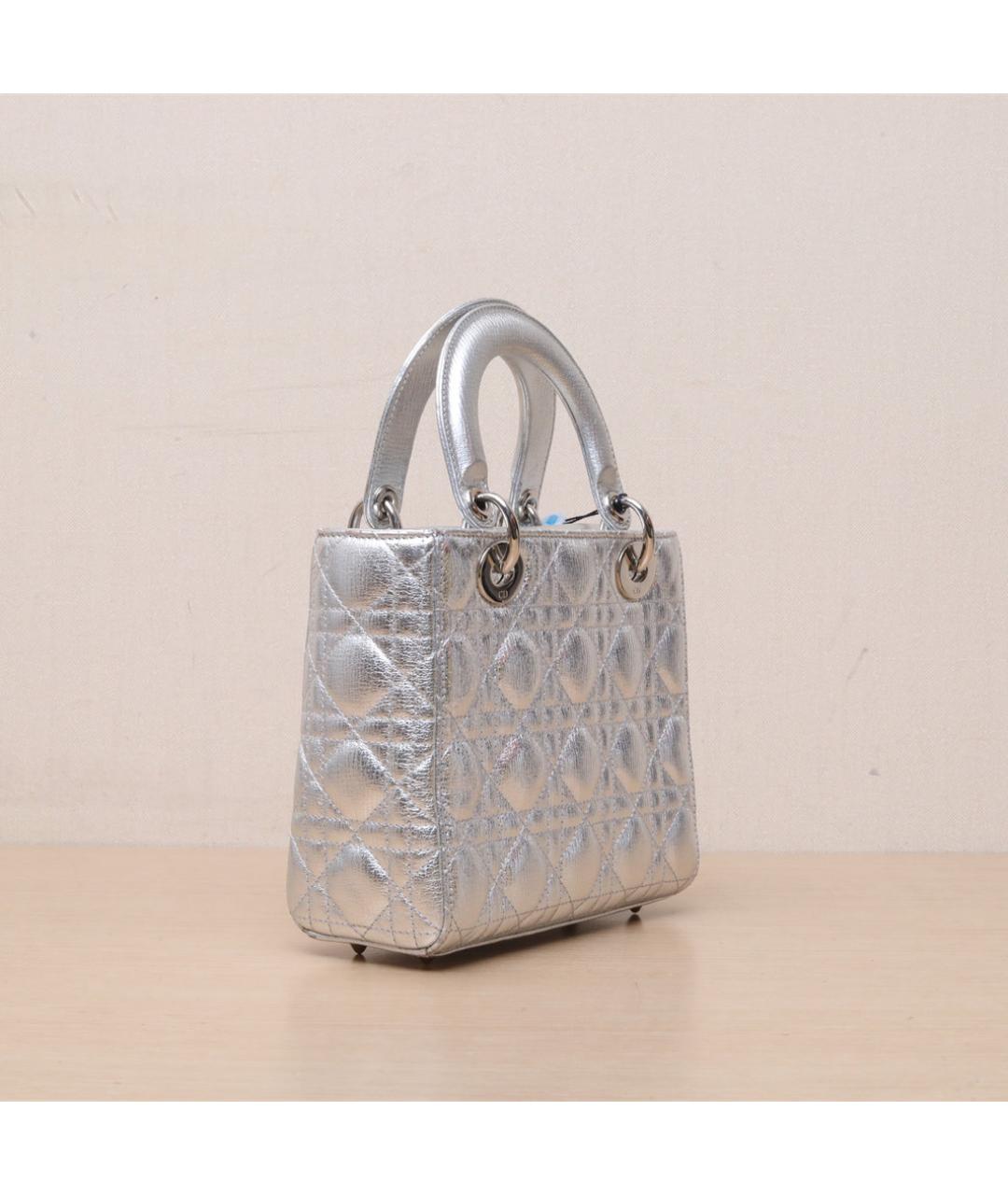 CHRISTIAN DIOR Серебряная кожаная сумка через плечо, фото 6
