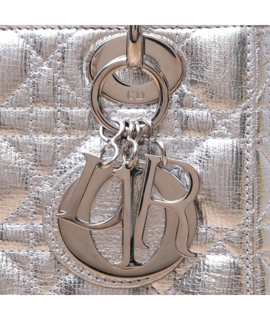 CHRISTIAN DIOR Серебряная кожаная сумка через плечо, фото 8