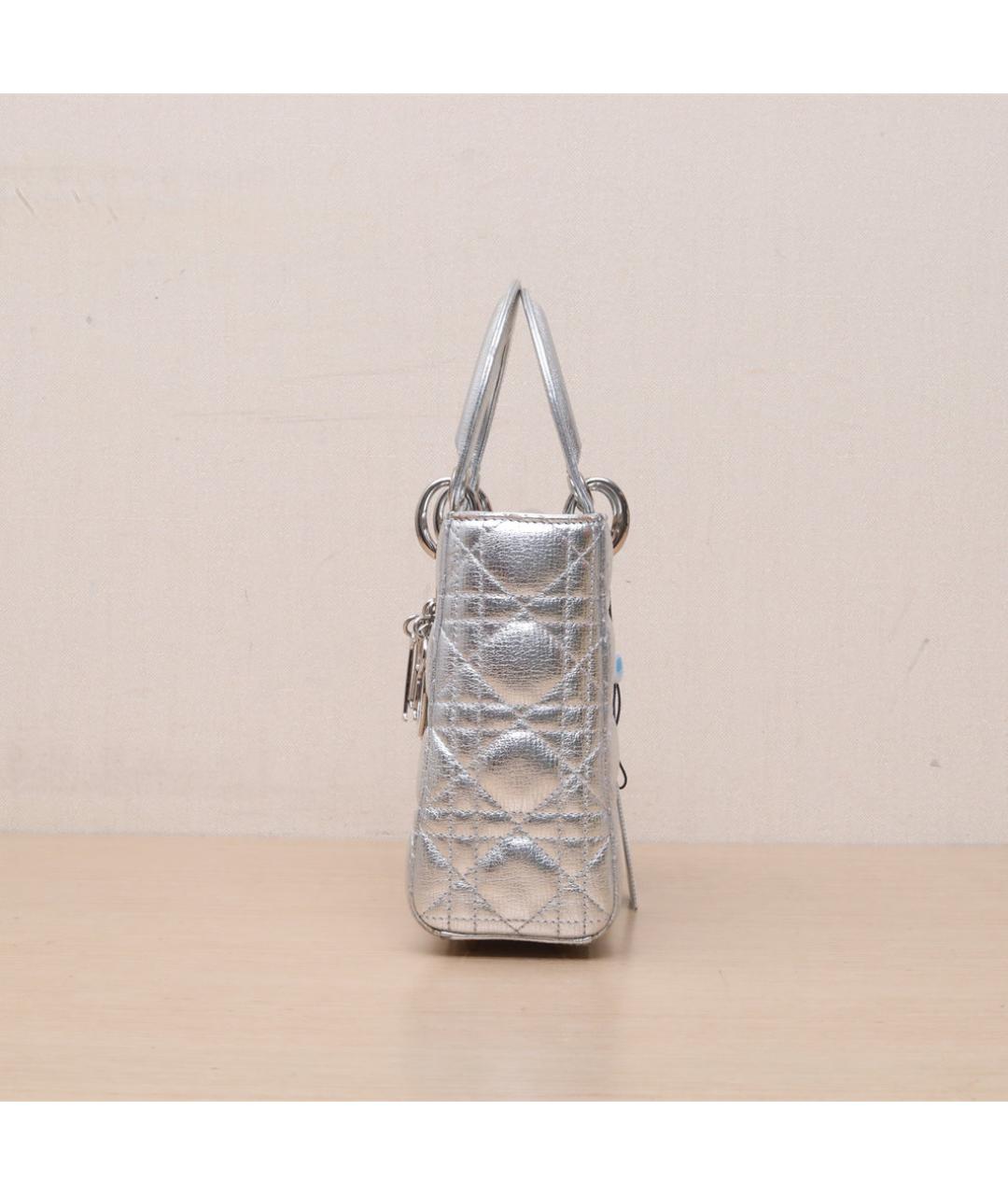 CHRISTIAN DIOR Серебряная кожаная сумка через плечо, фото 5