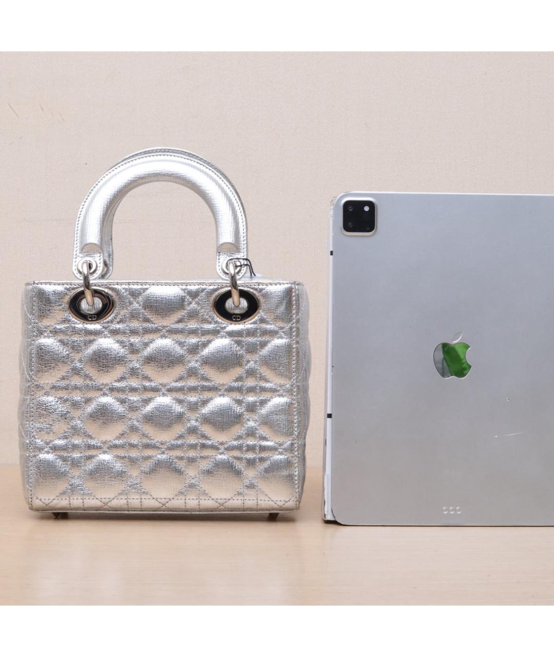 CHRISTIAN DIOR Серебряная кожаная сумка через плечо, фото 7