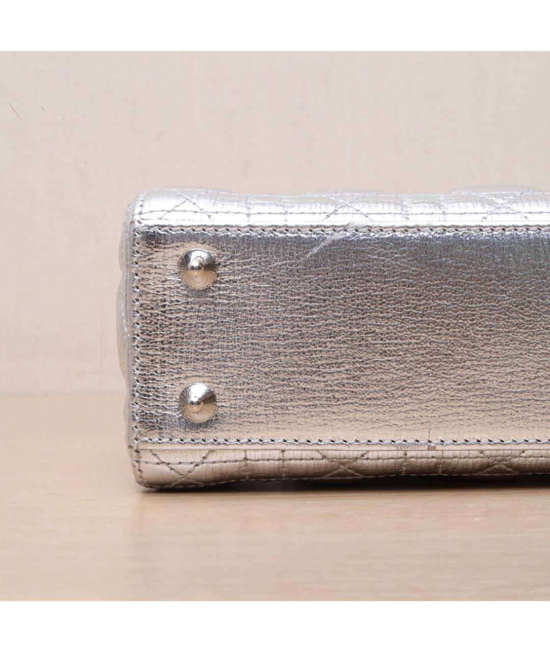CHRISTIAN DIOR Серебряная кожаная сумка через плечо, фото 9