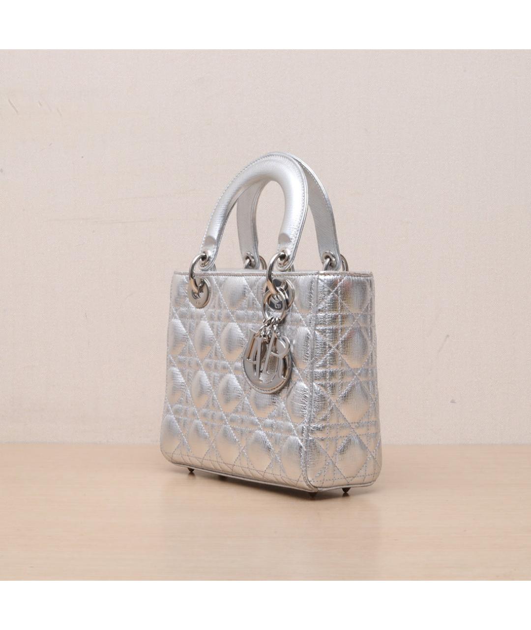 CHRISTIAN DIOR Серебряная кожаная сумка через плечо, фото 4