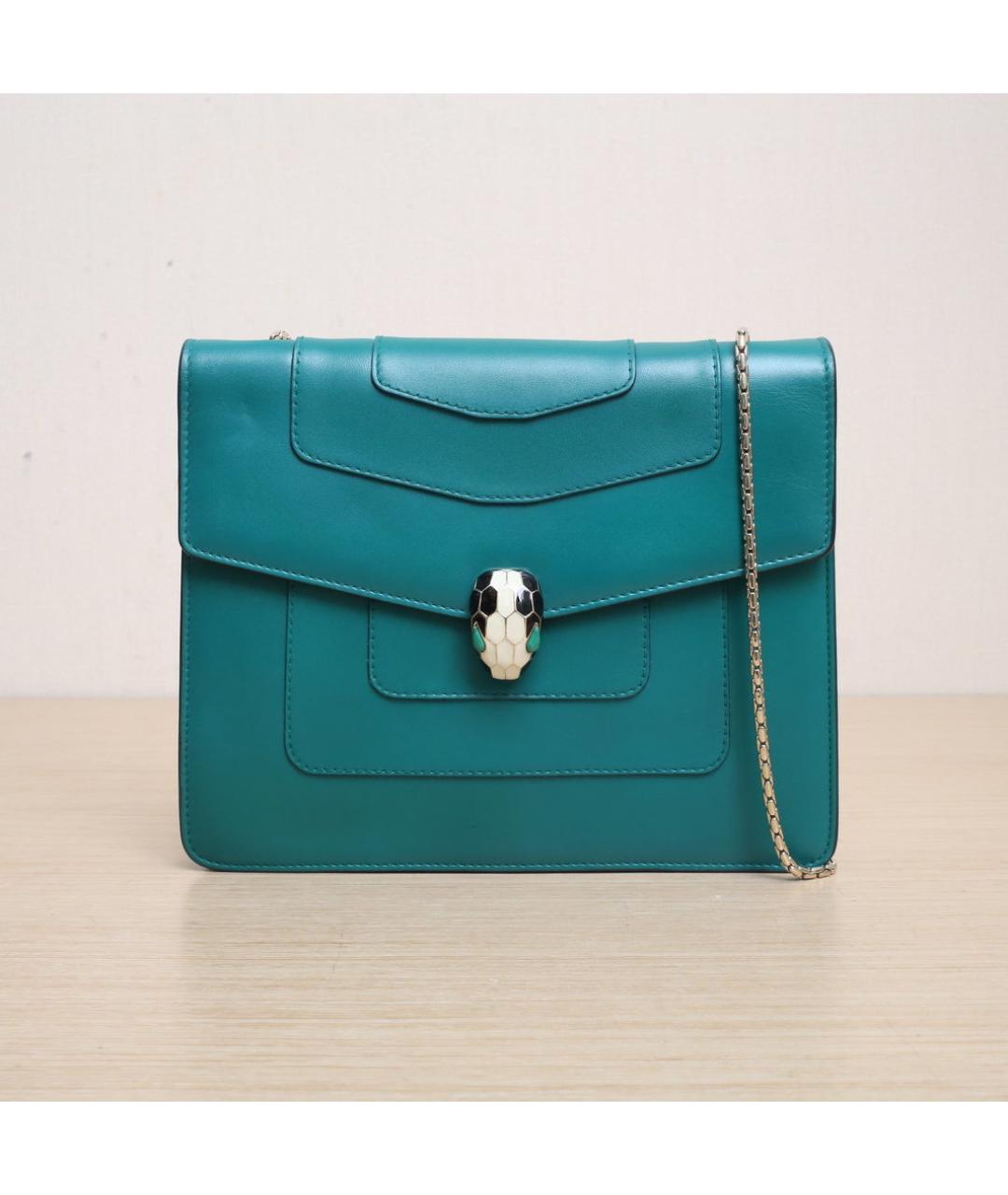 BVLGARI Зеленая кожаная сумка через плечо, фото 2