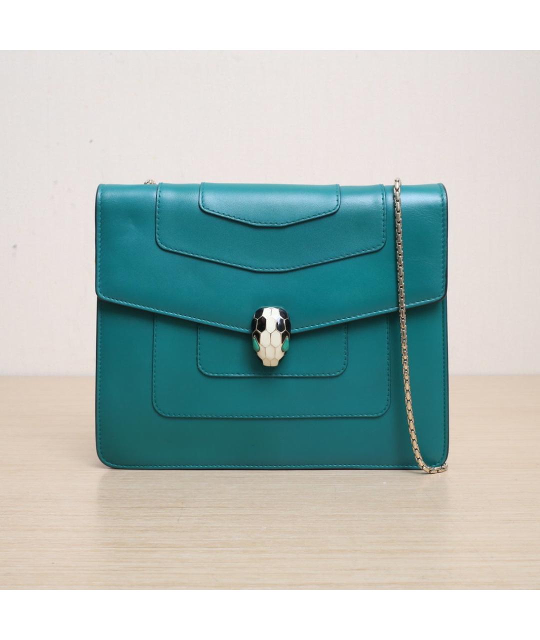 BVLGARI Зеленая кожаная сумка через плечо, фото 3