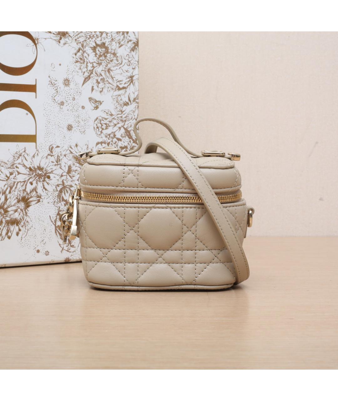 CHRISTIAN DIOR Бежевая кожаная сумка через плечо, фото 2