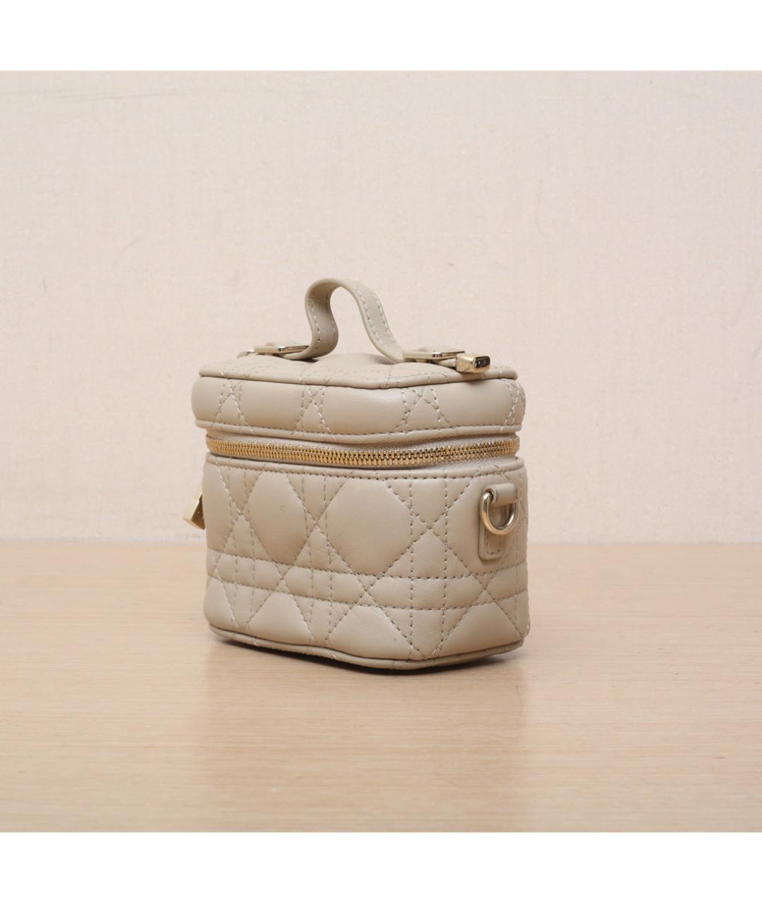 CHRISTIAN DIOR Бежевая кожаная сумка через плечо, фото 4