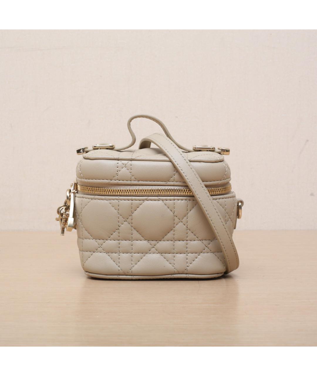 CHRISTIAN DIOR Бежевая кожаная сумка через плечо, фото 3