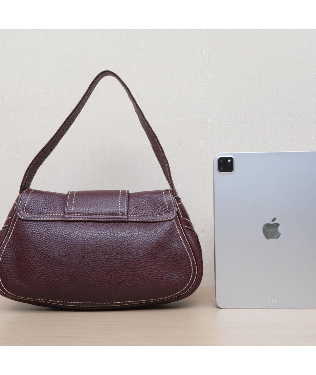 CELINE Бордовая кожаная сумка через плечо, фото 7