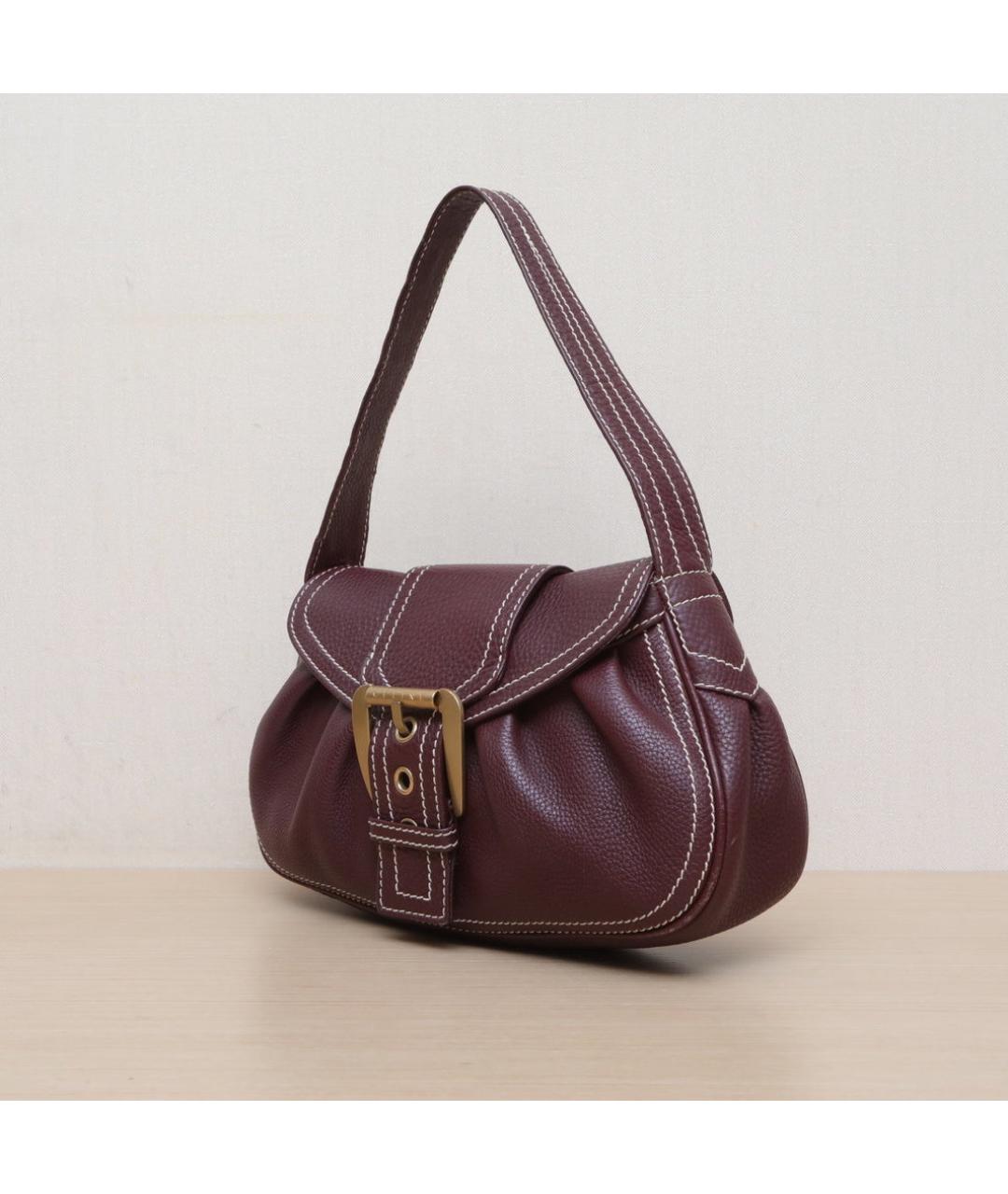 CELINE Бордовая кожаная сумка через плечо, фото 4