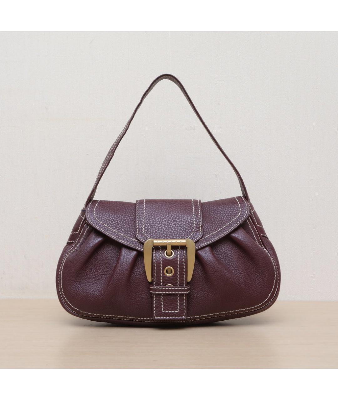 CELINE Бордовая кожаная сумка через плечо, фото 3